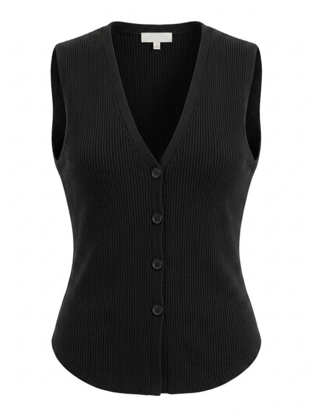 No Comment Juniors Black Solid Button Down Vest Top Size M